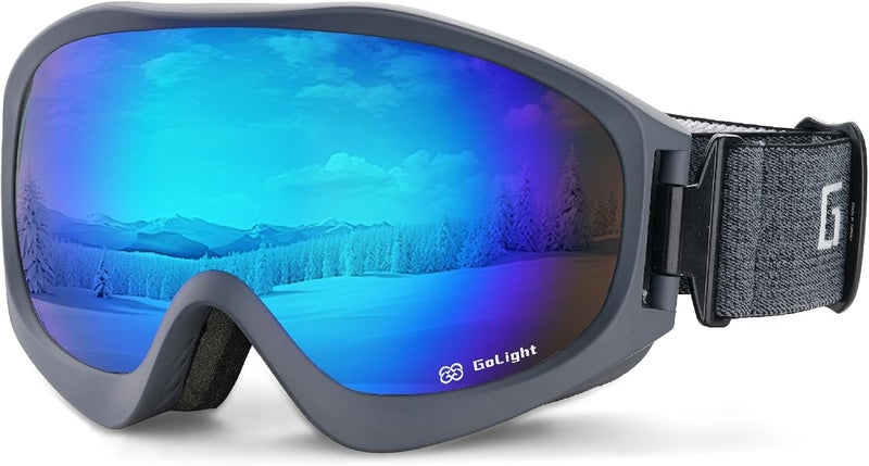Golight Spherical Ski Goggles–Simple, Comfortable Snow Goggles with Anti-Fog Double REVO Lens, UV400 Protection & Secure Fit - Image 1
